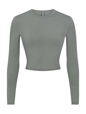 SKIMS Vintage Cropped Long Sleeve T-Shirt Crewneck Top Blue Chalk Sage Green Lrg